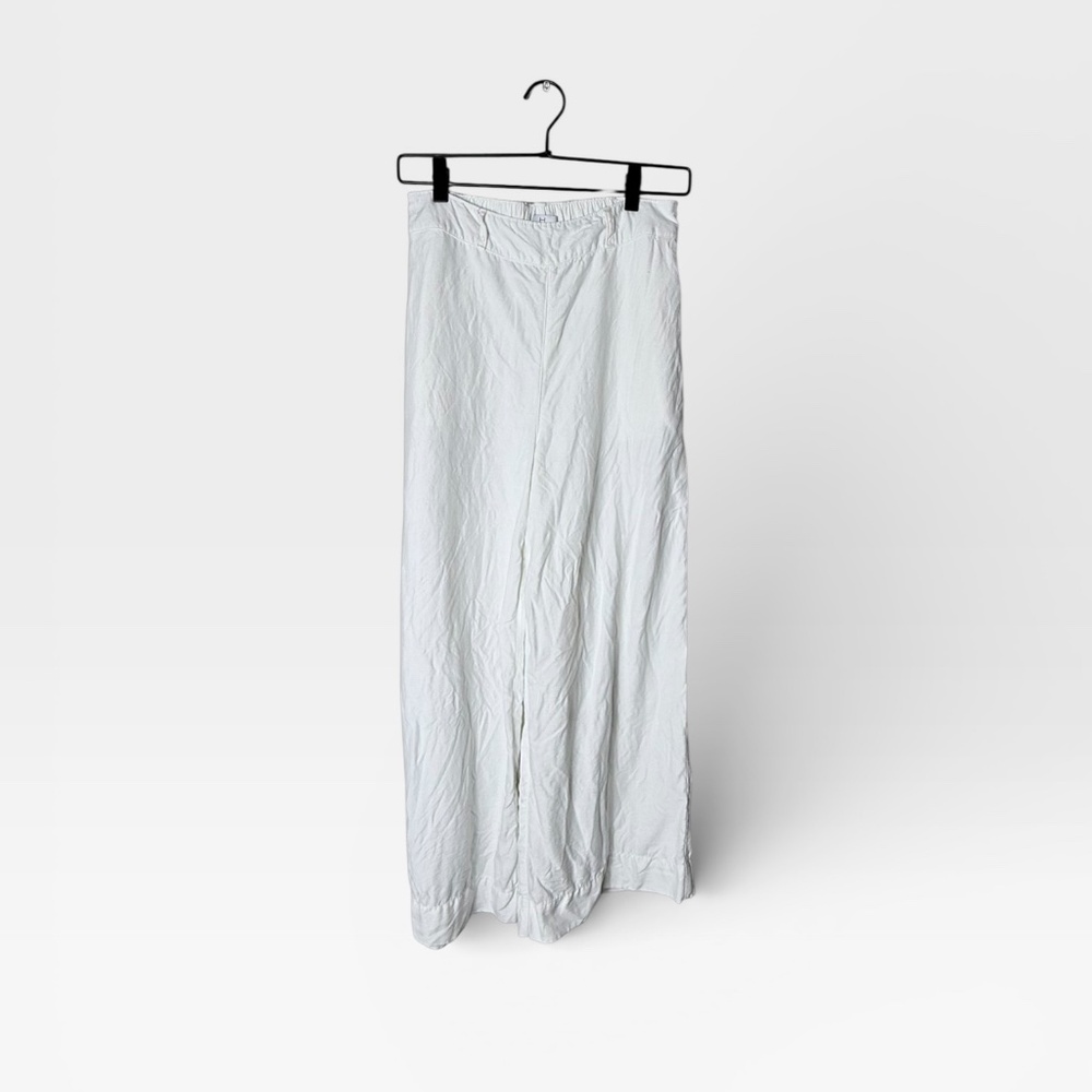 Halston Linen Blend Cream Color Wide Leg Trousers Size Small (L)